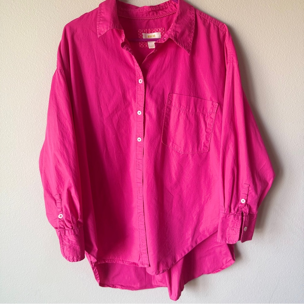 Anthropologie Bennett Bright Fuchsia Button-Up Shirt